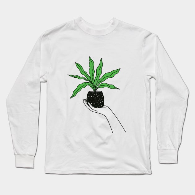 Hand Holding Houseplant Long Sleeve T-Shirt by Ashleigh Green Studios